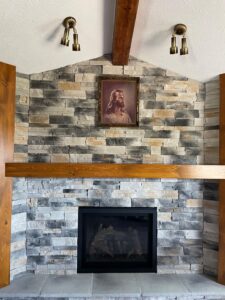 custom stonework fireplace indoors